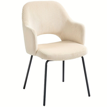 Eetkamerstoel – Keukenstoel – Stoel – Kuipstoel – Zachte Beige Velvet Bekleding – Ergonomische Schelpvormige Rugleuning – Gouden Metalen Poten – Comfortabel Schuimrubber Kussen