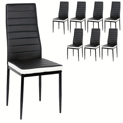 Set of 8 Modern Farmhouse High-Back Chairs with Memory Foam & Padded Seats - Heavy-Duty Commercial PU Dining/Conference Chairs Suitable for Office, Events, Weddings, Parties - Metal Frame, Easy-Clean (Multicolor)