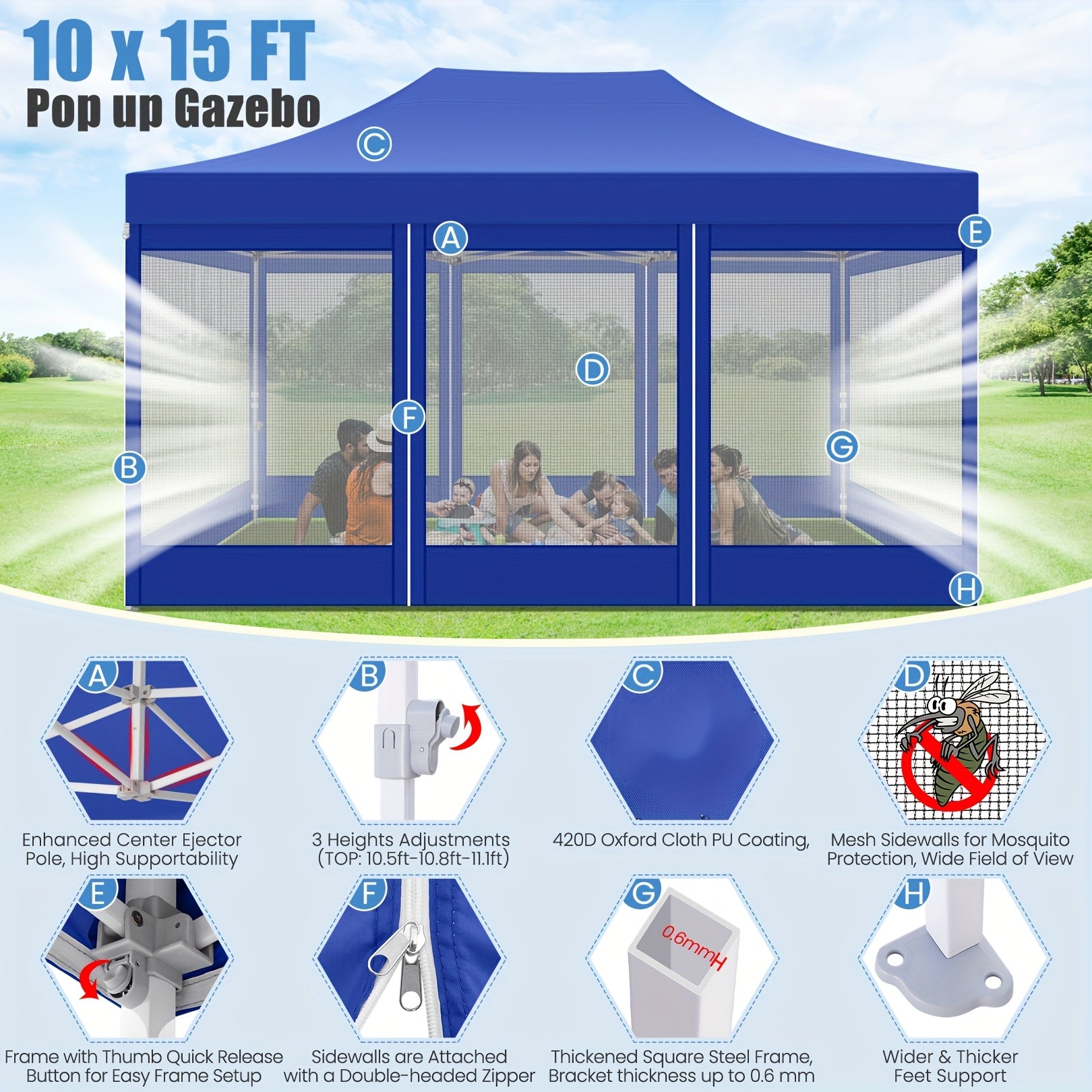 Pop-Up Partytent – Overkapping – Tuintent – Marktstand – Campingtent – 3x4,5 Meter – Aluminium Frame - QUORE