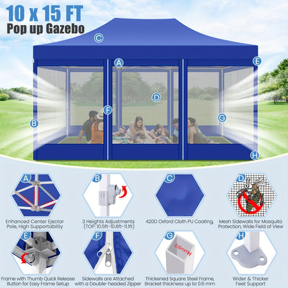 Pop-Up Partytent – Overkapping – Tuintent – Marktstand – Campingtent – 3x4,5 Meter – Aluminium Frame - QUORE