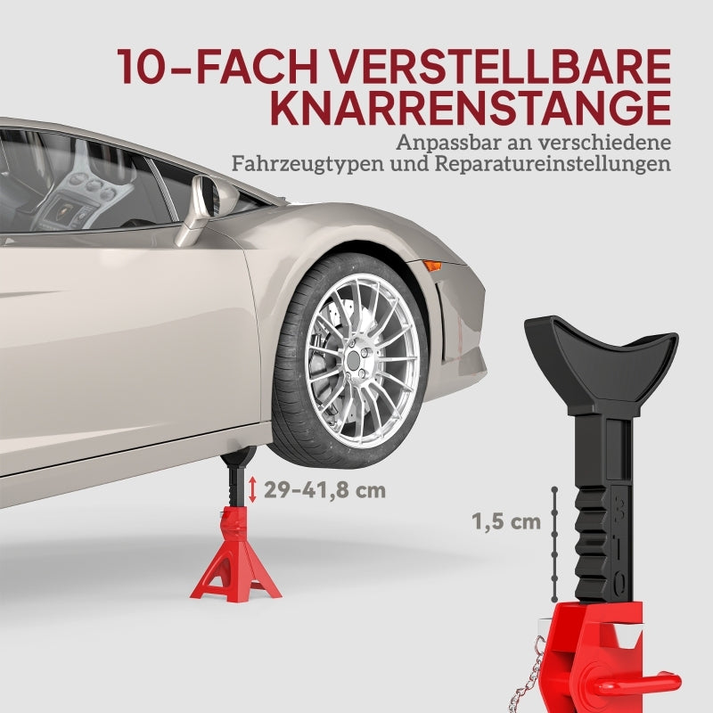 Autokrik – Kriksteunen – Assteunen – Garagekrik – Potkrik – Verstelbaar 29-41,8 cm – Draagvermogen 3 Ton – Robuuste Stalen Constructie
