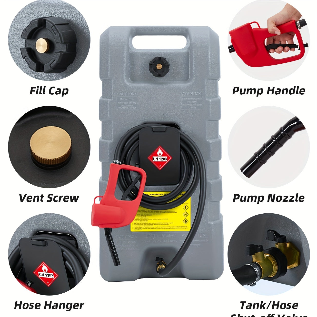 Brandstoftank – Benzinetank – Dieseltank – Brandstofcontainer – Fuel Can – 56,78 L Inhoud – Handpomp Met 3,05 M Slang
