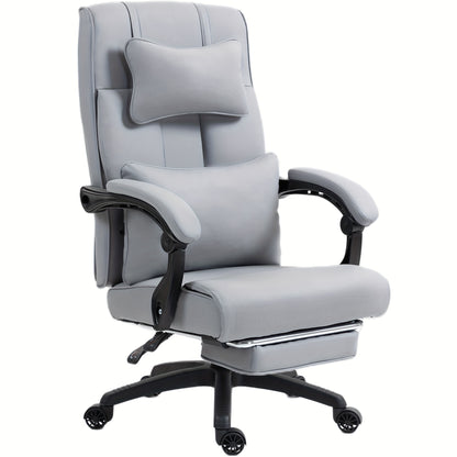 Bureaustoel – Bureaustoel Met Voetsteun – Gamestoel – Office Chair – Ergonomische Stoel – Kunstleer Grijs – Ergonomische Hoge Rugleuning – Ingebouwde Voetsteun