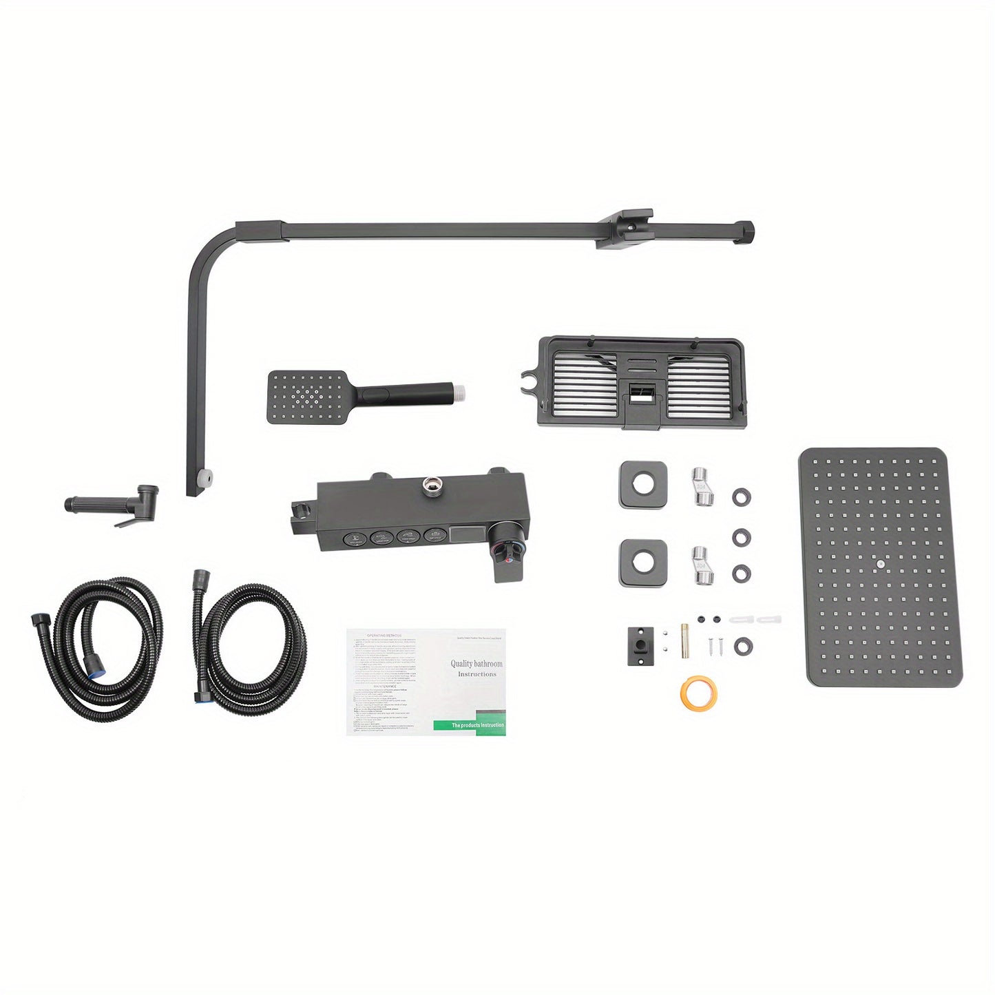 Black Shower Set with Adjustable Height Shower Rail