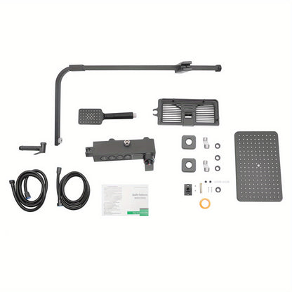Black Shower Set with Adjustable Height Shower Rail