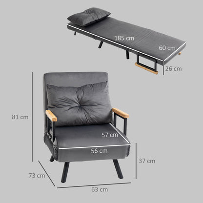 Relaxfauteuil – Relaxstoel – Recliner – Leesstoel – Lounge Chair – Donkergrijs – Scandinavisch Design – Verstelbare Rugleuning – Kussen Met Button Tufting