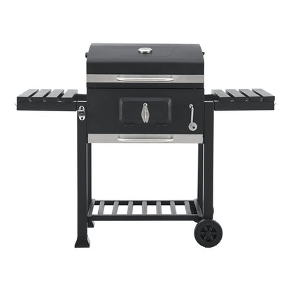 Grillwagen – Barbecuewagen – Houtskoolgrill – Tuingrill – BBQ Trolley – Ruime Grilloppervlakte 105x114x47,5 cm – Ingebouwde Thermometer & Traploze Houtskoolhoogteverstelling