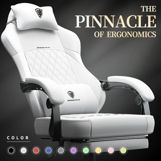 Bureaustoel – Ergonomische Stoel – Office Chair – Gaming Stoel – Computerstoel – Pocketvering Zitkussen – Verstelbare Lendensteun & Voetensteun – Met Hoog Draagvermogen 136 kg