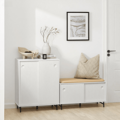 Dressoir – Ladekast – Opbergkast – Schoenenkast – Witte Schuifdeurkast – Compact 120x40x70 cm – Duurzaam Spaanplaat
