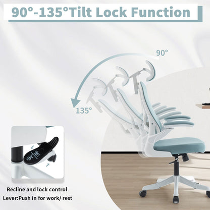 Ergonomic Office Chair, Desk Chair with Adjustable Headrest, Armrests, Lumbar Support, Swivel Chair, Rocker Function, Mesh Executive Chair, Back-Friendly, Office Chair 150 kg