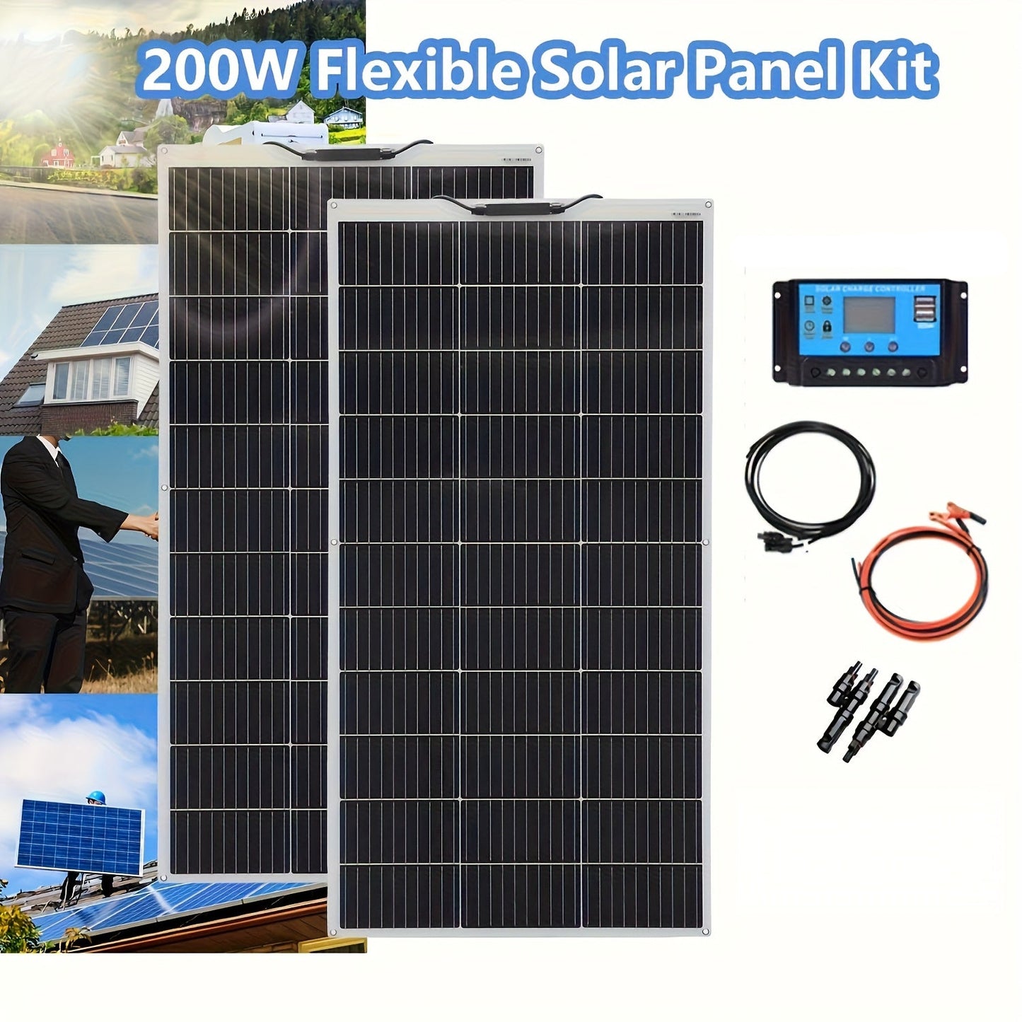 Flexibele Zonnepaneelset – Buigzame Zonnepanelen – Lichtgewicht Zonnepanelen – Zonne-energiesysteem – 220W Vermogen – Hoog Rendement 23%