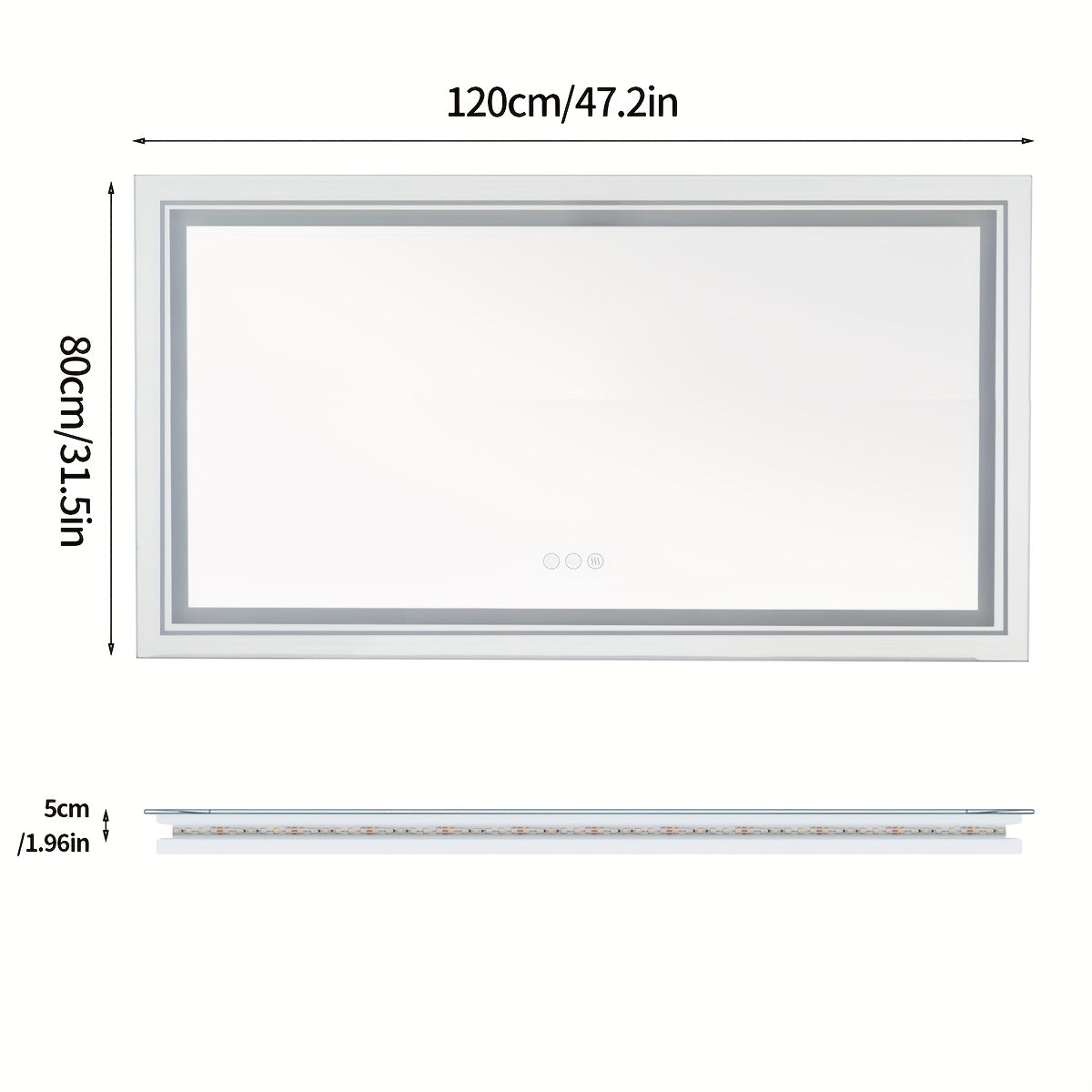 Badkamerspiegel – Spiegel – Wandspiegel – LED Spiegel – Verlichte Spiegel – XXL 120x80 cm – Anti-Beslag – Dimbare LED Met Touchbediening