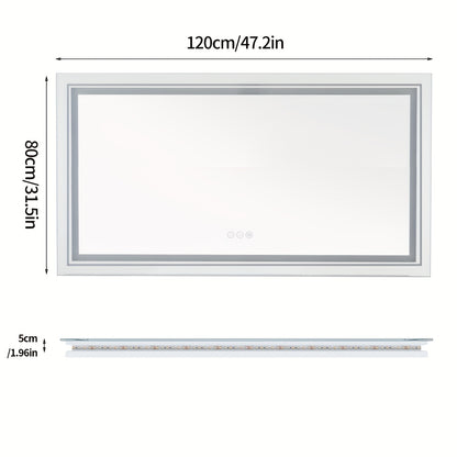 Badkamerspiegel – Spiegel – Wandspiegel – LED Spiegel – Verlichte Spiegel – XXL 120x80 cm – Anti-Beslag – Dimbare LED Met Touchbediening