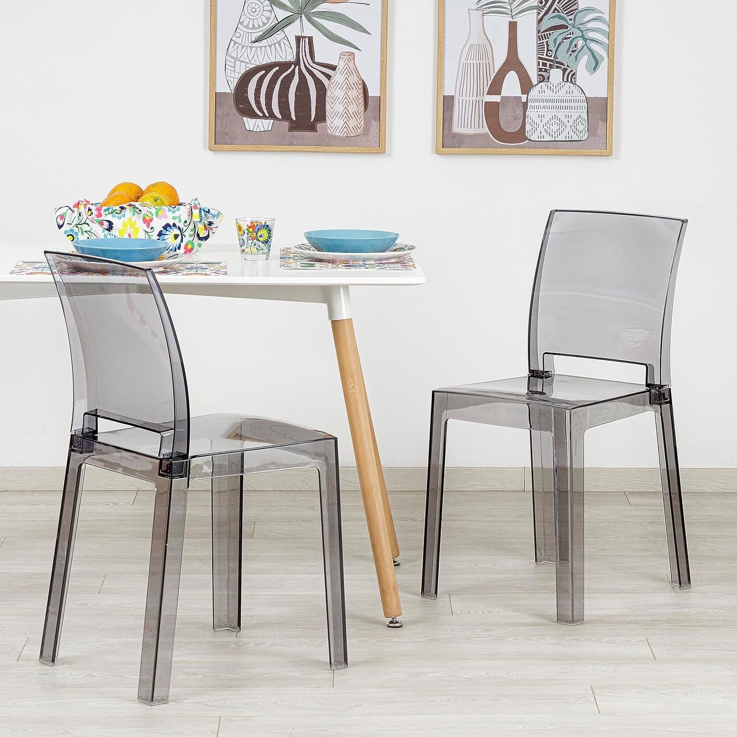 Kunststof Stoel – Transparante Stoel – Kuipstoel – Kruk – Eetkamerstoel – Ergonomische Gebogen Rugleuning – Duurzaam Polycarbonaat – Set van 4