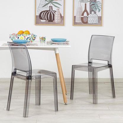 Kunststof Stoel – Transparante Stoel – Kuipstoel – Kruk – Eetkamerstoel – Ergonomische Gebogen Rugleuning – Duurzaam Polycarbonaat – Set van 4