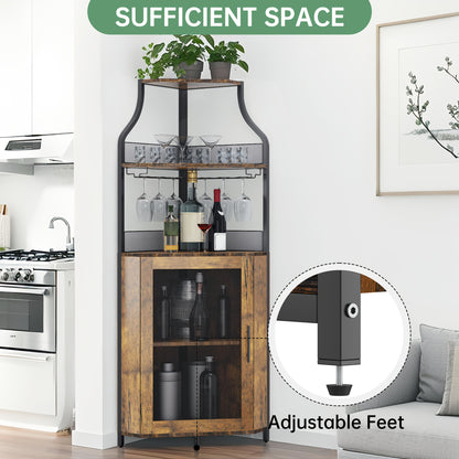 Hoekbarmeubel – Hoekkast – Barmeubel – Wijnkast – Drankkast – Vrijstaand – Verstelbare Plank – Keuze Uit Barn Of Gaasdeur – Compact Design Met Metaal En Hout