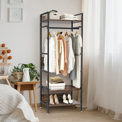 Kledingrek – Garderoberek – Kledingstandaard – Dressboy – Kapstok – Verstelbare Planken – Stevig Smeedijzeren Frame – Vrijstaand Designerrek
