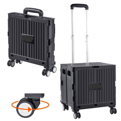 Boodschappenkar – Winkelwagen – Trolley – Transportkar – Inklapbare Kar – Draagkracht 24,9 kg – Allterrain Rubber Wielen – Compact & Lichtgewicht – Zwart