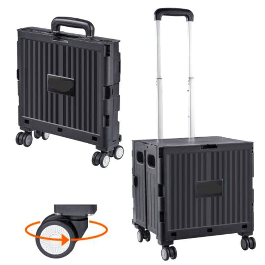 Boodschappenkar – Winkelwagen – Trolley – Transportkar – Inklapbare Kar – Draagkracht 24,9 kg – Allterrain Rubber Wielen – Compact & Lichtgewicht – Zwart