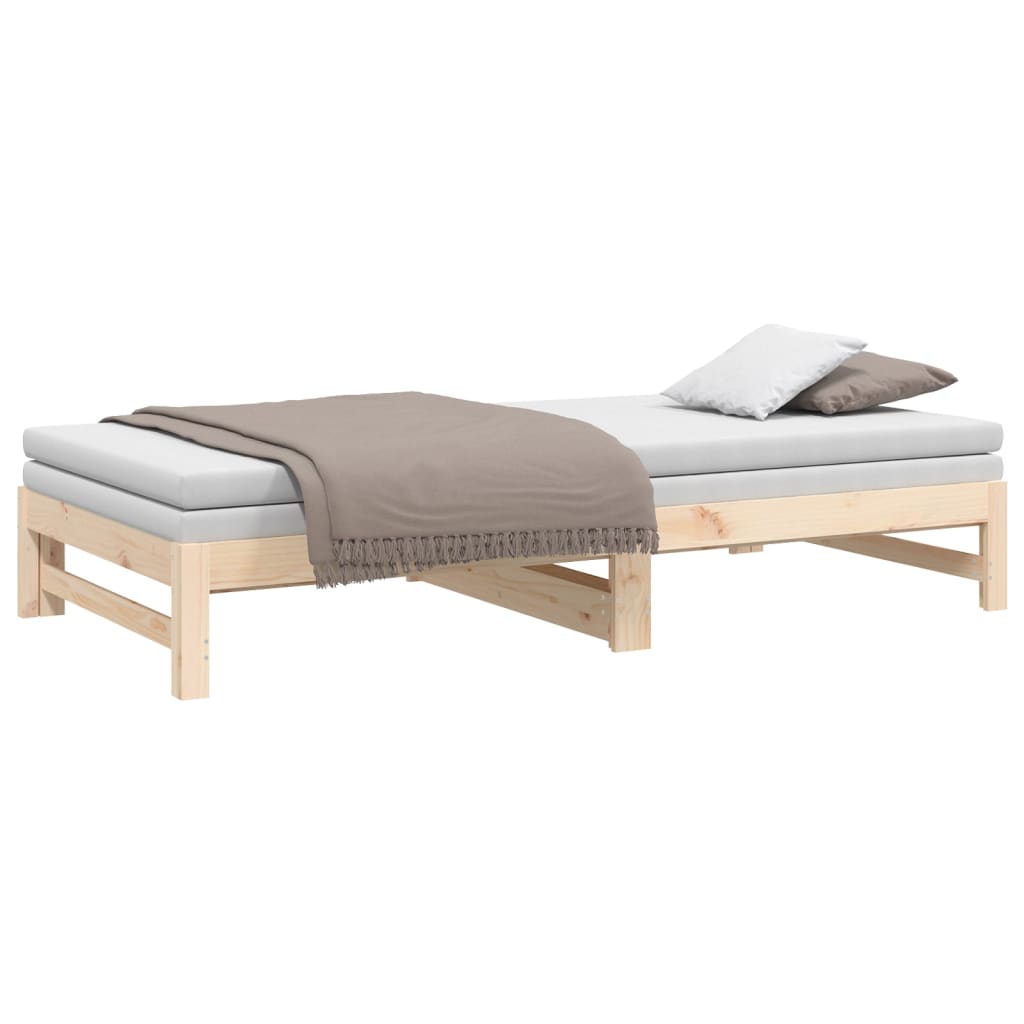 Bedbank – Slaapbank – Logeerbed – Bedbank Met Lade – Bedbank Voor Kleine Ruimte – Massief Dennenhout – Lattenbodem – 205,5x158x30 cm