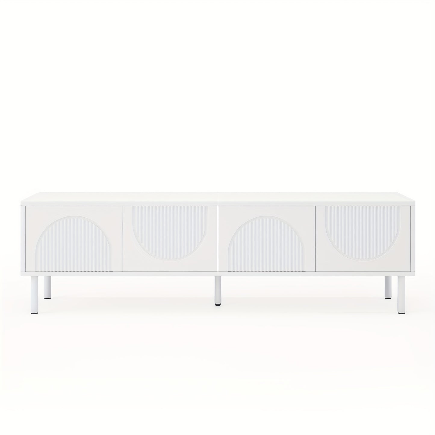 Modern TV Stand Low Profile 180.34cm Wide - Heavy-Duty Metal Construction, Cable Management System, Minimalist Media Console for Living Room, Bedroom, Home Theater - Space-Saving Design, Bedroom Storage Unit, Contemporary Des