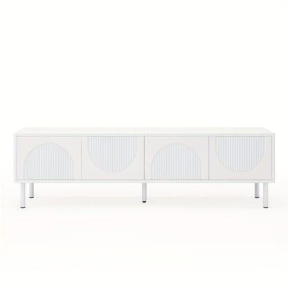 Modern TV Stand Low Profile 180.34cm Wide - Heavy-Duty Metal Construction, Cable Management System, Minimalist Media Console for Living Room, Bedroom, Home Theater - Space-Saving Design, Bedroom Storage Unit, Contemporary Des