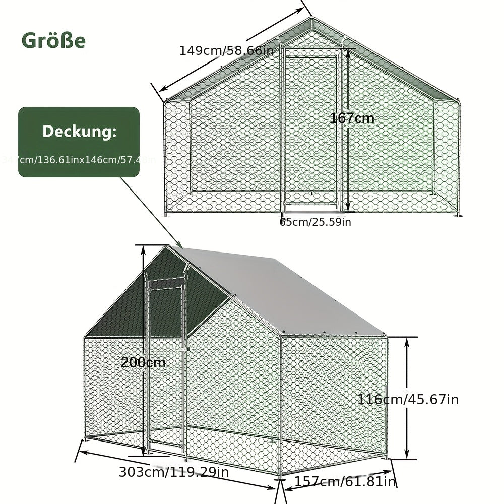 Kippenhok – Dierenren – Kipren – Konijnenhok – Pluimvee Ren – Aluminiumlegering – Vergrendelbare Deur