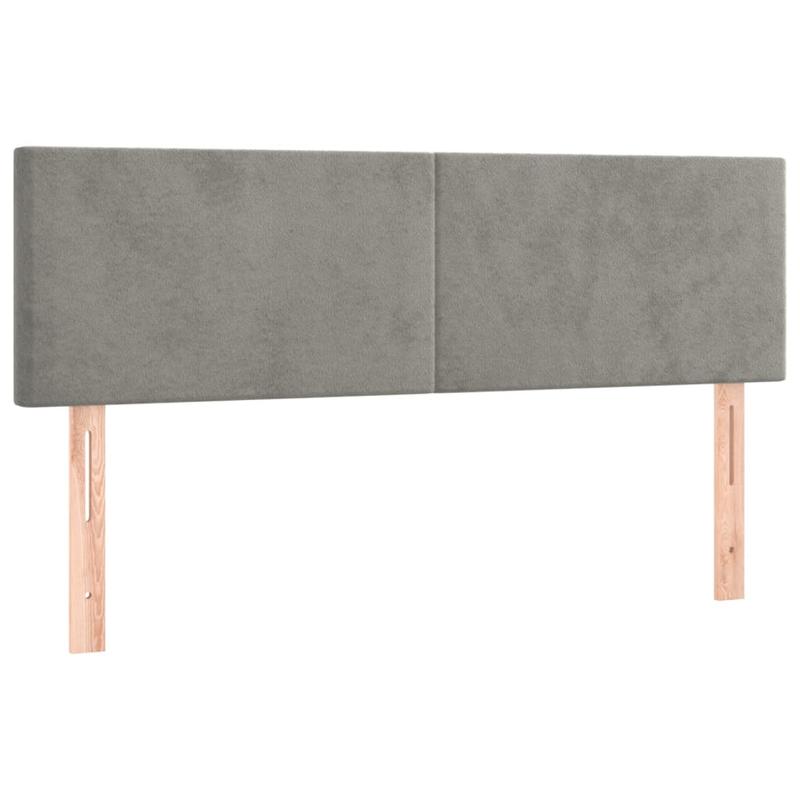 Modern Light Gray Queen Size Box Spring Bed with Mattress - Low-Profile Bed Frame, Fire-Resistant, Easy Assembly, Soft Fabric-like Upholstery & Sturdy System (140x190cm) for Single/Double Bed Compatibility