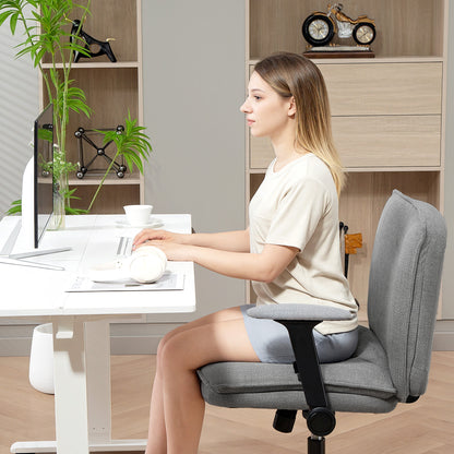 Bureaustoel – Kantoorstoel – Deskchair – Werkstoel – Vergaderstoel – Grijs – Inklapbare Armleuningen – Verstelbare Hoogte – Linnenlook – Stalen Onderstel
