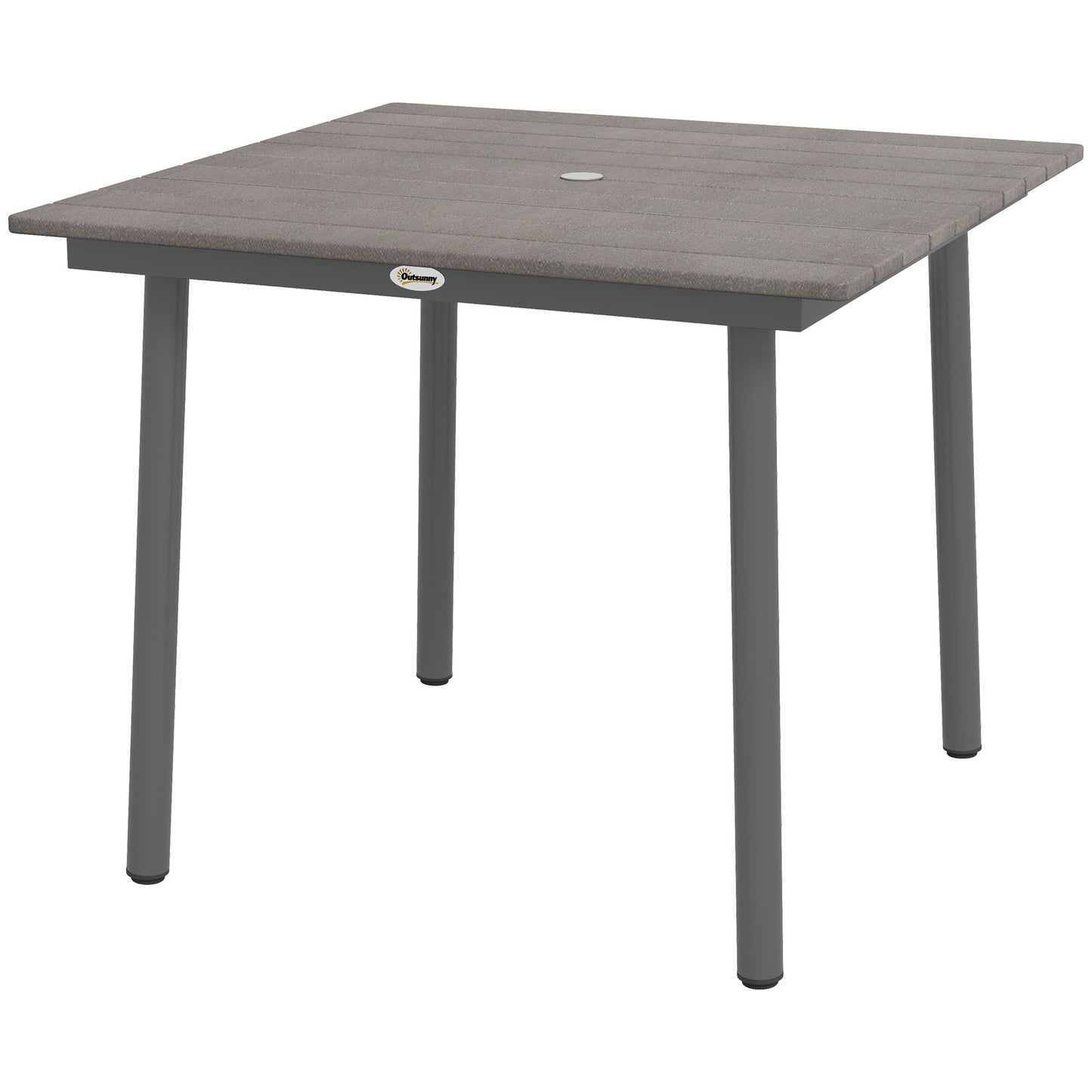 Tuintafel – Buiten tafel – Terrastafel – Eettafel – Loungtafel – Donkergrijs – Weerbestendig Aluminium – Parasolgat 90x90x75 cm