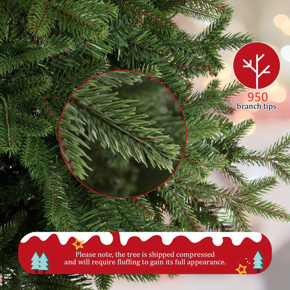 Kunstkerstboom – Nepkerstboom – Sierboom – Kerstboom 183 cm Groen – 950 PE PVC Takken – Inklapbare Metalen Standaard