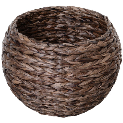 Kattenmand – Kattenmandje – Kattenbed – Huisdiermand – Dierenbed – Natuurlijk Waterhyacint – Inclusief Zacht Kussen – Stevig Metalen Frame 50x42x60 cm – Bruin Beigekleurig