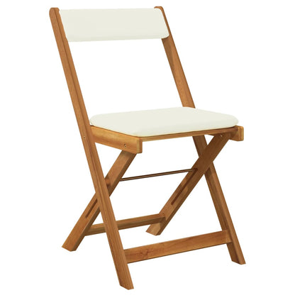 Bistroset – Bistrosets – Tuinset – Tuinmeubelen – Balkonset – Inklapbaar – Massief Acaciahout – Compact Bruin met Crème Kussens