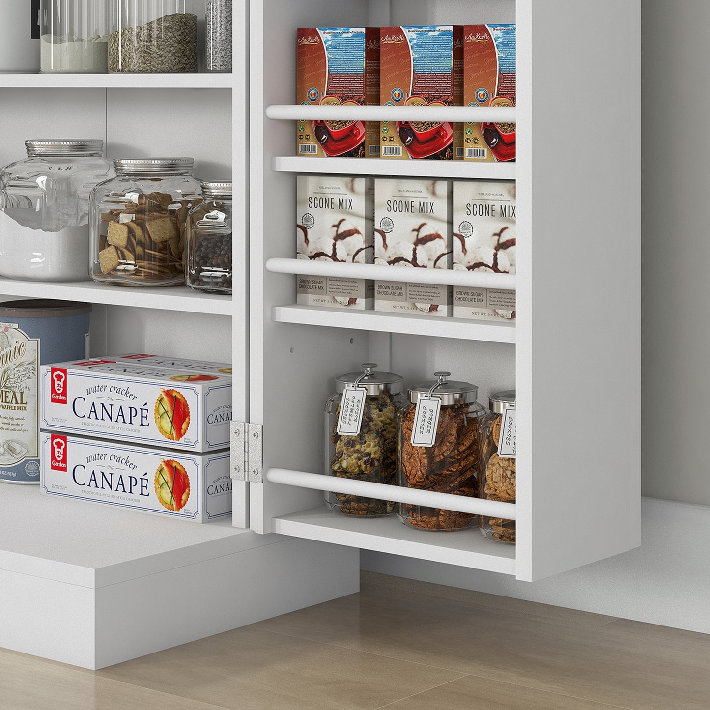 Keukenkast – Keukenkastje – Voorraadkast – Opbergkast – Keukenkast Wit – 60x30x104 cm – Verstelbare Planken & Anti-Kantelriemen