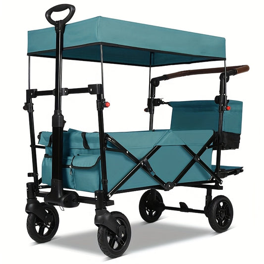 Trolley – Transportwagen – Bolderkar – Bolderwagen – Opvouwbare Kar – Inklapbaar Ontwerp – 100 kg Draagvermogen – Verstelbare Handgreep – Diepgroen - QUORE