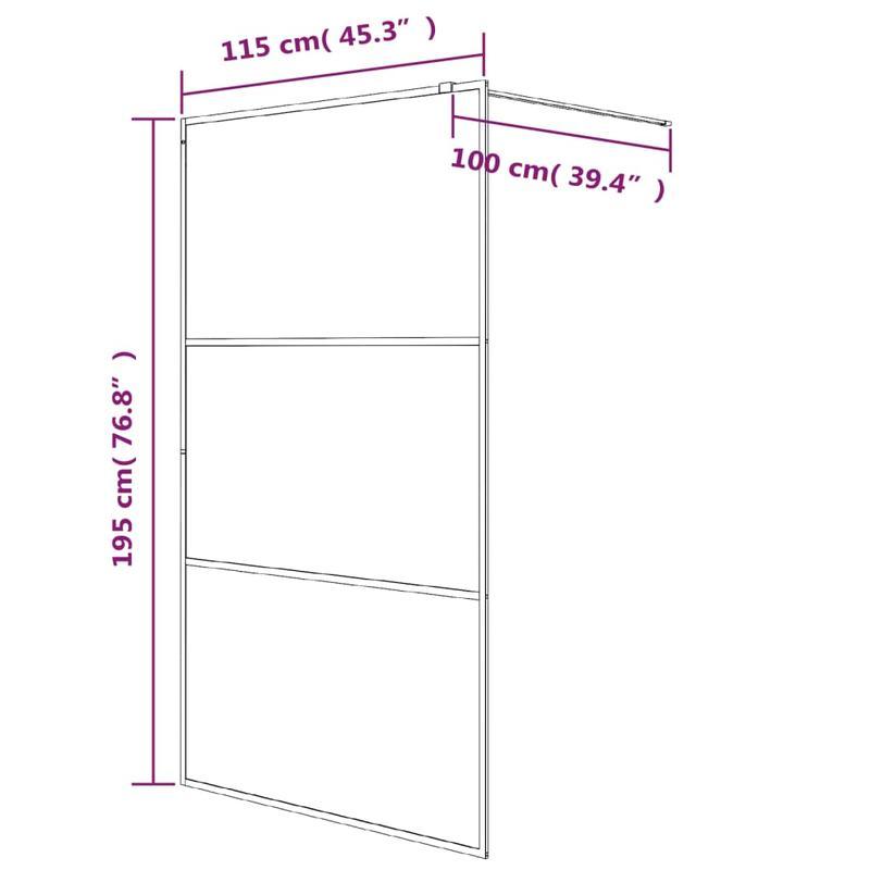 Douchewand – Inloopdouche – Veiligheidsglas – Douchecabine – Douchedeur – Mat Zwart Aluminium Frame – 115x195 cm – Easy-Clean Coating
