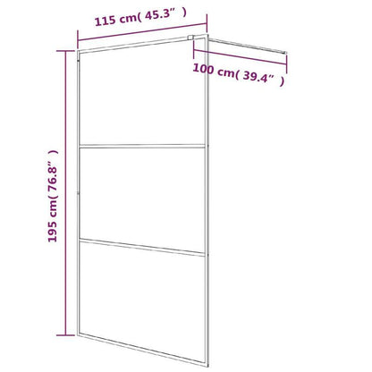 Douchewand – Inloopdouche – Veiligheidsglas – Douchecabine – Douchedeur – Mat Zwart Aluminium Frame – 115x195 cm – Easy-Clean Coating