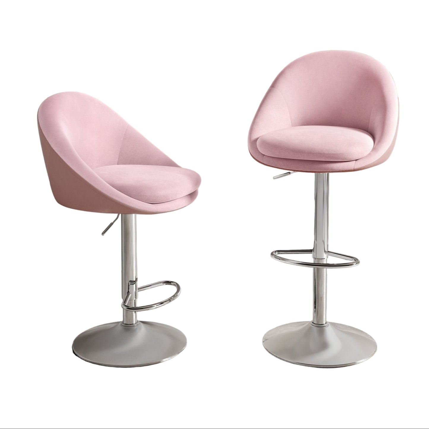 Barkrukken – Barstoelen – Keukenkrukken – Barkruk – Stoelen – Verstelbare Zithoogte 60-81 cm – 360° Draaibaar – Fluweelstof Pastelroze