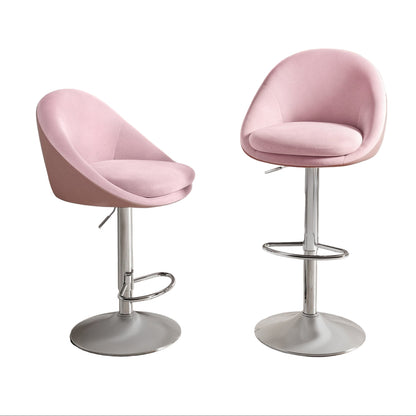 Barkrukken – Barstoelen – Keukenkrukken – Barkruk – Stoelen – Verstelbare Zithoogte 60-81 cm – 360° Draaibaar – Fluweelstof Pastelroze