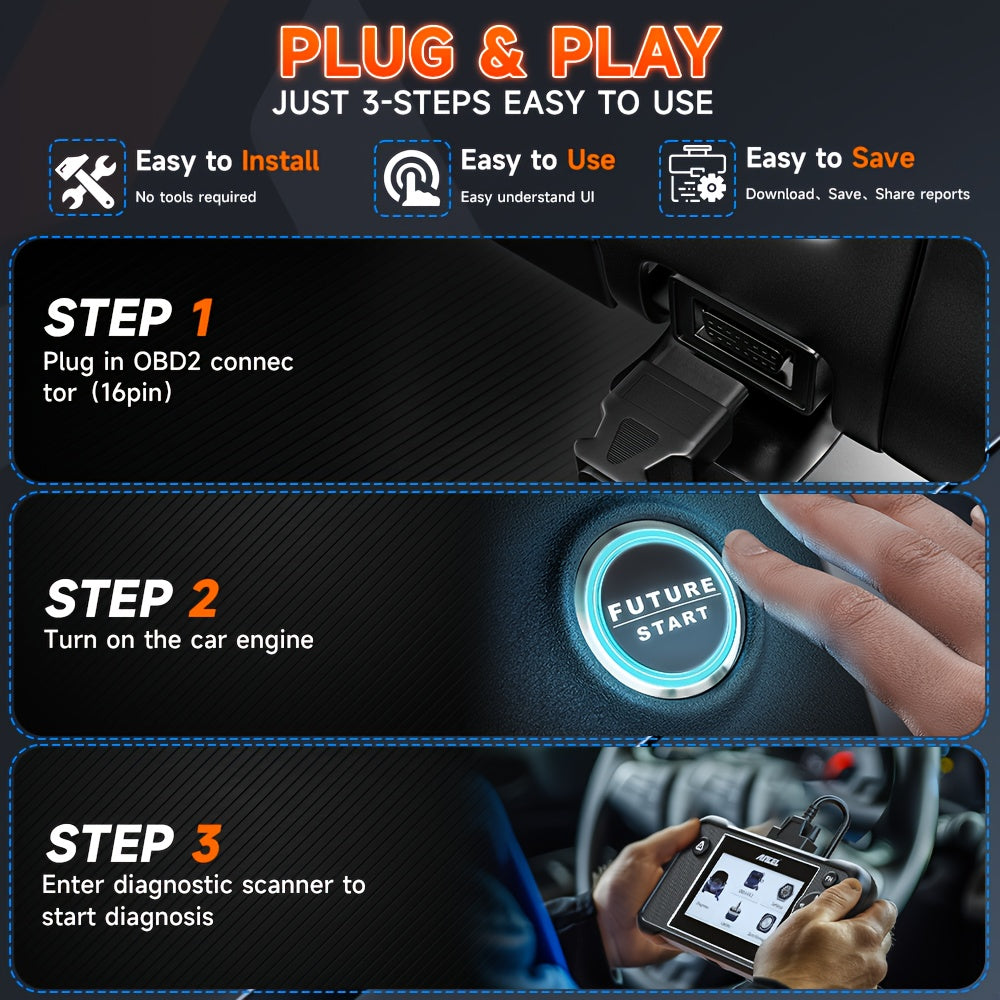 OBD2 Scanner – Autodiagnose Tool – Foutcode Lezer – Diagnosetool Auto – Bluetooth Interface – 7 Inch Touchscreen – 24 Onderhoudsfuncties