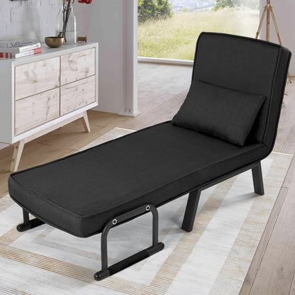 Fauteuilbed – Slaapfauteuil – Relaxstoel – Ligstoel – Logeerbed – Met Memory Foam – Stevig Metalen Frame 150 kg Belastbaar
