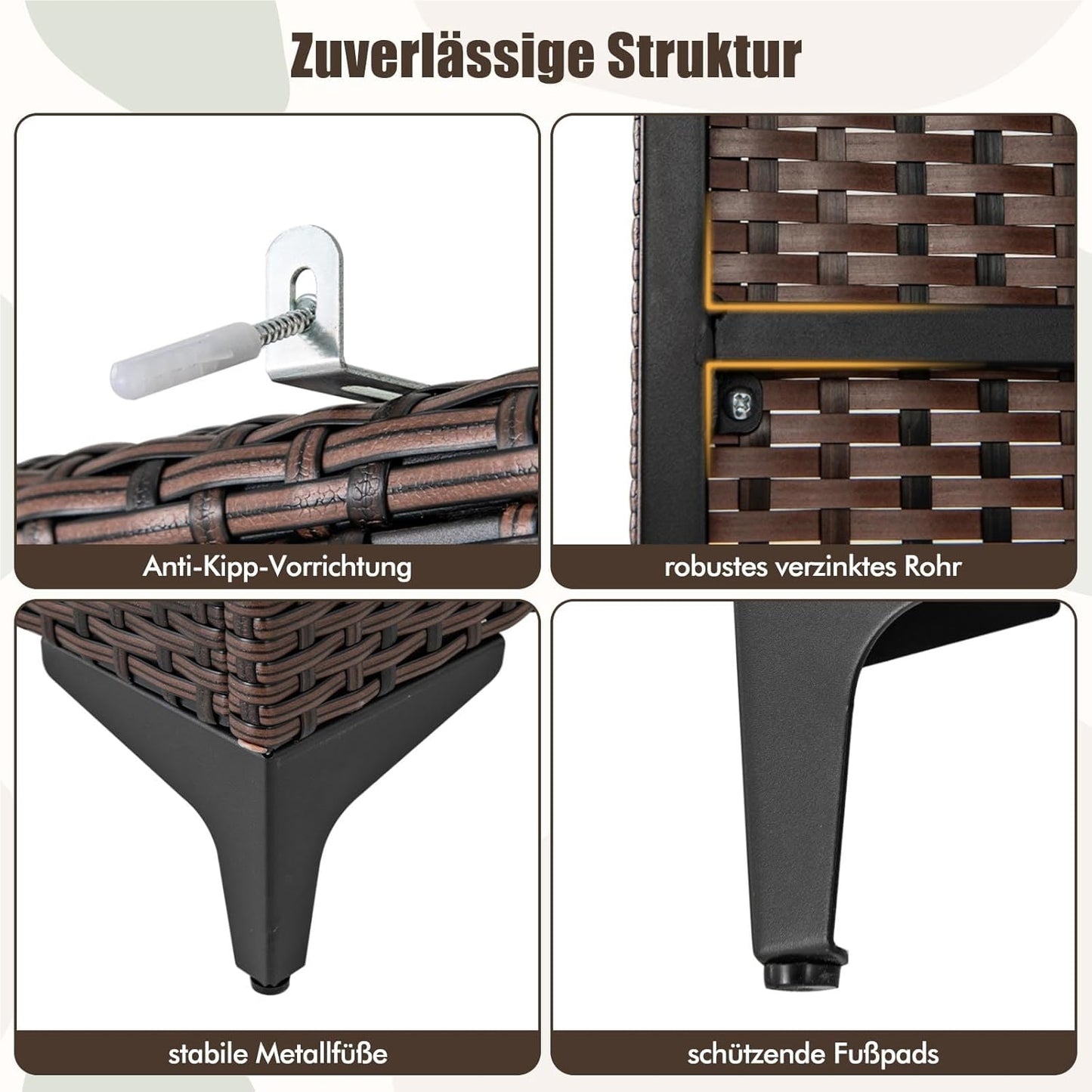 Tuinkast – Opbergkast – Tuinkist – Buitenkast – Bergkast – Rattan Tuinkast – Weerbestendig – Met Kledingroede 72x50x157 cm Bruin
