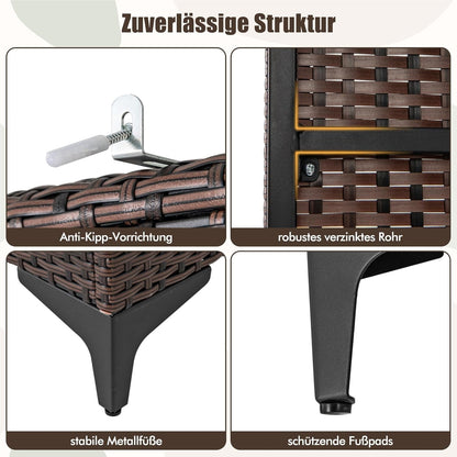 Tuinkast – Opbergkast – Tuinkist – Buitenkast – Bergkast – Rattan Tuinkast – Weerbestendig – Met Kledingroede 72x50x157 cm Bruin