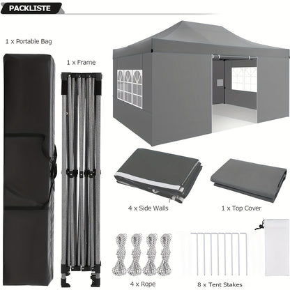 Feesttent – Partytent – Paviljoen – Tuintent – Overkapping – Pop-up Tent 3,05x4,57m – Hoogte Verstelbaar – Met Afneembare Zijwanden