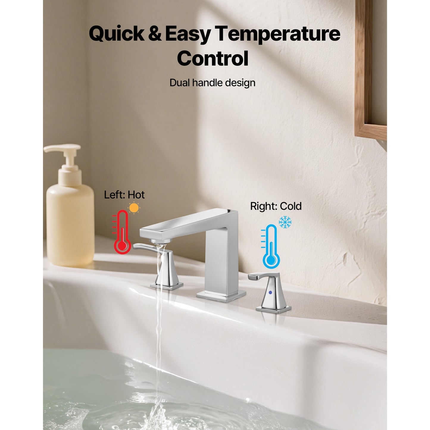 VEVOR Roman Tub Faucet, 3 Hole Waterfall Bathtub Faucet, Bath Tubs Faucets Set with 2 Handles, Roman Tub Faucets Deck Mount for Pet Washing, Baby Care, Adult Bathing, Silver, Right-Angle Spout Design
