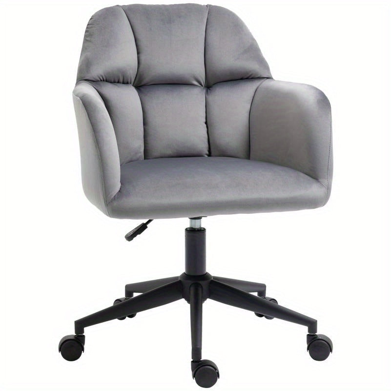 Draaifauteuil – Fauteuil – Bureaustoel – Loungestoel – Relaxstoel – Verstelbare Armleuningen – Velvet Bekleding – Draagvermogen 120 kg – Grijs