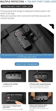 Vacuum Rugzak Handtas - Compressie - Met laptopvak - Met anti-diefstalslot - 57 tot 75 liter - 33 cm x 15 cm x 48 cm - Zwart