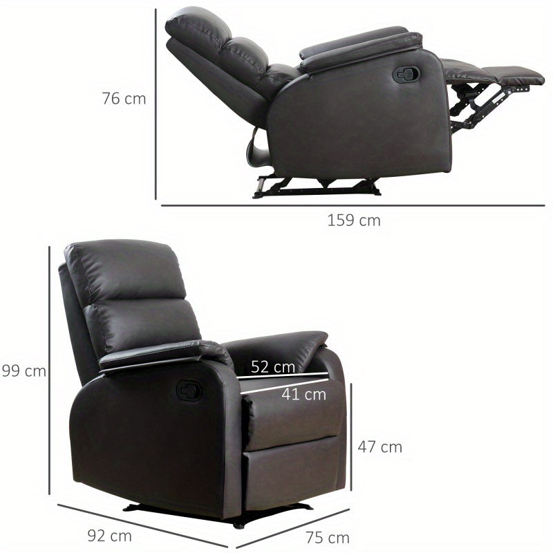 Relaxfauteuil – Verstelbare Fauteuil – Relaxstoel – Zithoekstoel – Loungestoel – Bruin – Ergonomisch – Zacht Gestoffeerd – Houten Frame – 74x91x99 cm