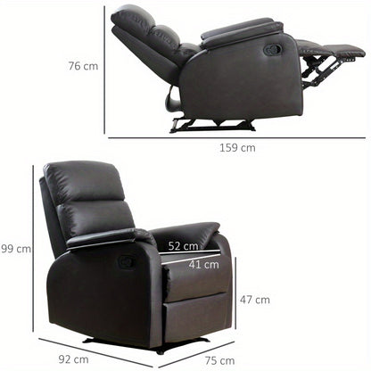 Relaxfauteuil – Verstelbare Fauteuil – Relaxstoel – Zithoekstoel – Loungestoel – Bruin – Ergonomisch – Zacht Gestoffeerd – Houten Frame – 74x91x99 cm