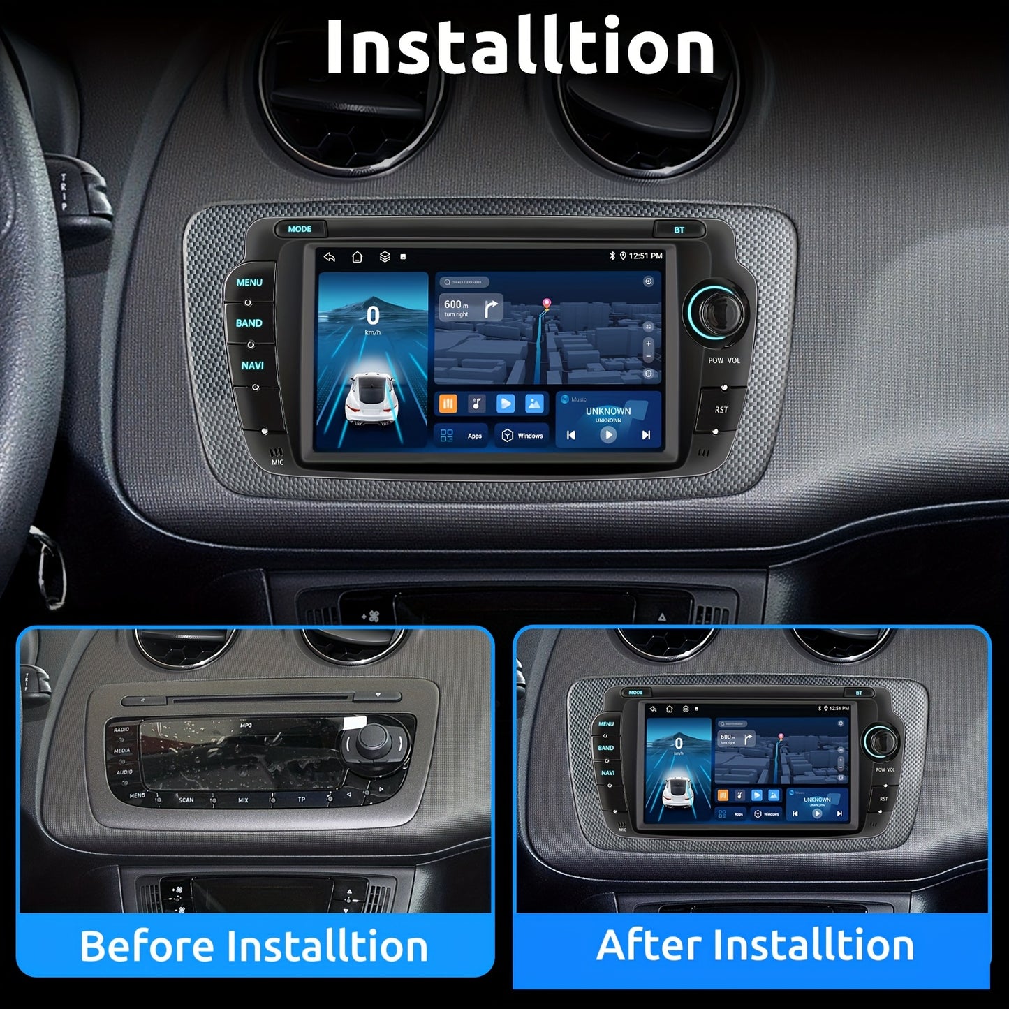 7-inch Touchscreen Autoradio – Multimedia Speler – Navigatiesysteem – Inbouw Radio – Auto Entertainment – Draadloze CarPlay & Android Auto – GPS Met Wi-Fi